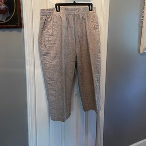 Dark tan/brown pinstriped ankle pants -large